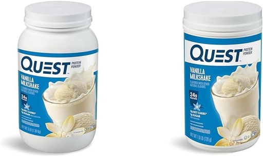 [BRSRAYY3OICREDTX] Quest Vanilla Milkshake Protein Powder Bundle, 24g Protein, 1g Cukr, 3 & 1.6 Pound, Low Carb, gluten Free, 43 & 23 Servings