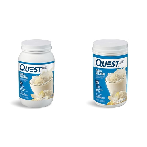 [BRSRAYY3OICREDTX] Quest Vanilla Milkshake Protein Powder Bundle, 24g Protein, 1g Sugar, 3 & 1.6 Pound, Low Carb, Gluten Free, 43 & 23 Servings