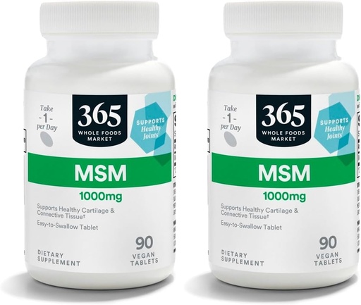 [BRSRAGT7CMCQYA3G] 365 by Whole Foods Market, MSM 1000Mg, 90 Tablets (Pack of 2)
