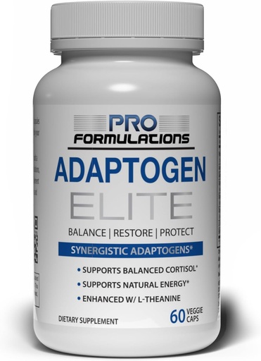 [BRSWGFI7CAHGMAL4] Pro Formulations MD Adaptogen Elite - Synergistic Blend - 60 vcaps - Balances Cortisol &quot; Natural Energy - Enhanced with Rhodiola, Ashwagandha, Astragalus, Schisandra, Eleuthero, L-Theanine