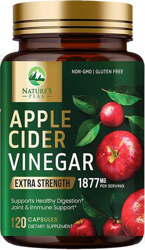 [BRSRAZT2AAIBOD3V] Apple Cider Vinegar капсули ACV добавки 1877mg, Витамин D3, Цинк и най-добрите ACV добавки Хапчета в подкрепа на Gut здраве за по-добро храносмилане, имунната система поддръжка, не-GMO & Gluten безплатно, 120 капсули