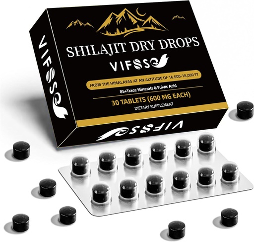 [BRSROAIOPIHRGHL7] Shilajit Dry Drops, Shilajit Supplement, 18000 Mg Organic Shilajit Maximum Potens, Energi Booster, Gold Grade Nature Shilajit för Energistöd, 1 Pack med 30 Räkningar