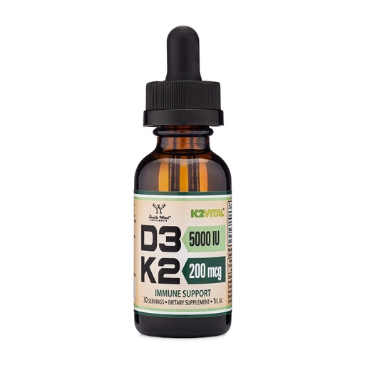 [BRSW2ZT3AF4AIEIU] Vitamin D3 K2 5,000 IU Liquid Drops (5,000 IU of D3 and 200mcg of 99.9% All-Trans Patented K2 MK-7 (K2Vital)) Max Absorption Liquid Vitamin D Drops (30 Servings) by Double Wood