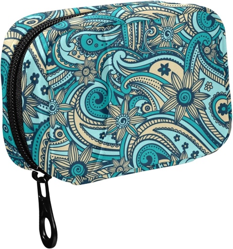 [BRSRAY36OAMAKCY7] Fustylead Beautiful Vintage Paisley Pill Organizer Travel Portable Zipper Cloth Bag for Holding Weekly Supplements Vitamins and Fish Oils