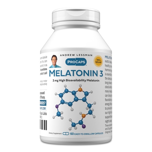 [BRSWGBALOYCGMGQV] ANDREW LESSMAN Melatonin-3 mg - 60 Capsules - Physiologically Balanced Levels to Naturally Promote Restful Sleep. Regulates Daily Circadian Rhythm. Facilitates Sleep. No Morning Hangover