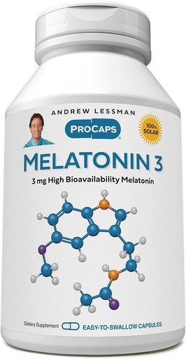 [BRSWGBALOYCGMGQV] ANDREW LESSMAN Melatonin-3 mg - 60 kapsul - Fiziološko uravnotežene ravni za naravno spodbujanje mirnega spanja. Uravnava dnevni ritem cirkadiana. Olajša spanje. Brez jutranjega mačka