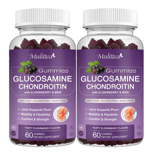 [BRSRMFQPC4FAI3I4] Mulittea Glucosamine Chondroitin Gummies - Extra Strength Joint Support Supplement with MSM & Elderberry for Natural Joint, Antioxidant Immune Support for Adults, Men & Women-(2 Pack)