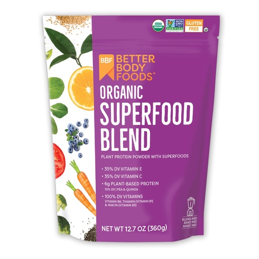 [BRSWKZLRA54GGDTK] BetterBody Foods Organic Superfood Powder with Protein, Vitamins C, E, and B12 (12.7 oz.)