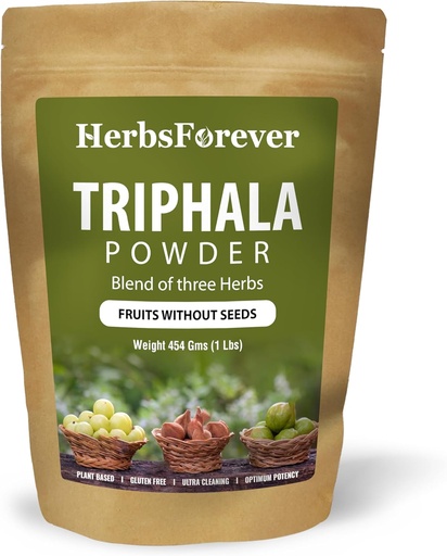 [BRSWIYT3AUNGI3QV] Herbsforever Triphala Churna Powder Traditional Ayurvedic Formulation Supports Detoxification and Rejuvenation Non GMO, Vegan 454 GMS