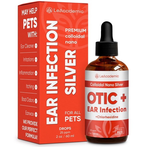 [BRSRAZY3BEGRAHI6] Dog Ear Infection Treatment | OTIC+ Ear Infection Treatment for Dogs & Cats | Cat Cleaner Drops | Chlorhexidine Wash for Pets | Helps with Otic Irritations & Itchings | Nano Silver | 2 Oz