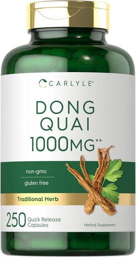 [BRSWYHQLOJ4GOEQV] Carlyle Dong Quai Capsules - 1000mg - 250 count - Non-GMO and Gluten Free supplement | Traditional Herb