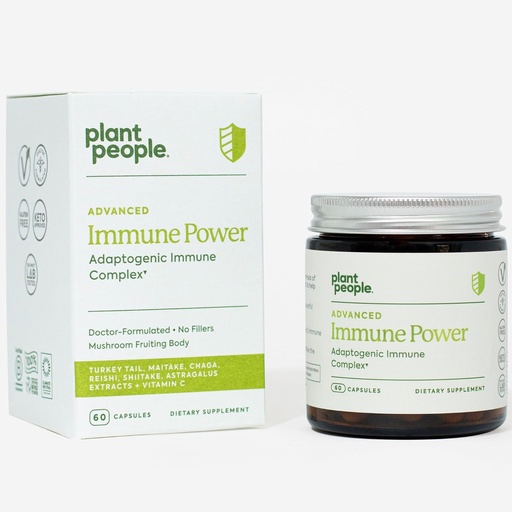 [BRSWYGI5CIDQ4DTP] Plant People - Immune Power | Advanced Immune Support with Mushrooms, Astragalus, Herbal, and Vitamin C | Natural, USDA Organic, Vegan, Non-GMO, Gluten Free, Vitamins and Supplements | 60 Capsules