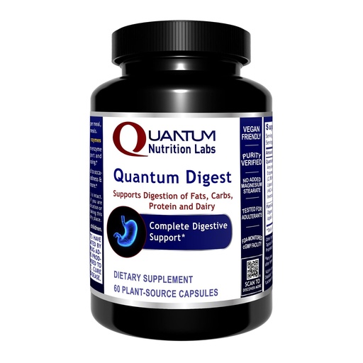 [BRSWIZDZBYCAICLM] Quantum Nutrition Labs Quantum Digest - Digestive Health Enzymes for Women and Men, Digestion Support for Gut Health, Fully Active Vegan Enzyme Pills - 60 Vegetarian Capsules