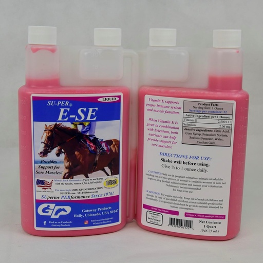 [BRSROHYZB4NGC2QV] SU-PER E-Se Horses Antioxidant Supplement - Vitamin E & Selenium for Sore Muscles Support - 1 Quart, 1 Month Supply (30 Days)