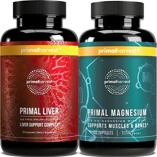 [BRSRO2Y3OAPB6CA2] Magnesium Supplement & Liver Supplements for Women and Men by Primal Harvest Bundle