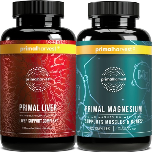 [BRSRO2Y3OAPB6CA2] Magnesium Supplement & Liver Supplements for Women and Men by Primal Harvest Bundle