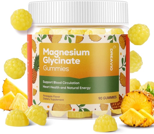 [BRSRAEIDAQPB63DV] 90 Count Magnesium Glycinate Gummies 400mg w/Ashwagandha Supplement - Sugar Free Zinc Magnesium Glycinate Supplement Ashwagandha Gummies for Adults Pineapple Flavor