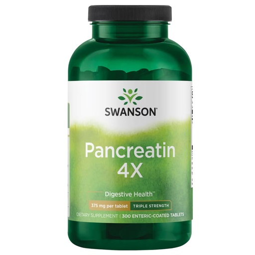 [BRSWIFYMAIARWHTY] Swanson Triple-Strength Pancreatin 4X Enzyme - 375mg, 300 Tabs