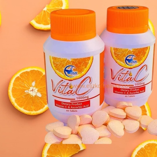 [BRSW2BIKOICG2YL4] Vitamin C & Ascorbic Acid1000mg, Cheawable for Skin Supports & Healthy Immune System –60tablets