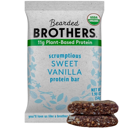 [BRSROBILCUIRSELK] Bearded Brothers Organic Protein Bars, Vanilla (10 Pack) - 11g of Plant Based Protein Gluten Free Vegan, Non-GMO Healthy Snacks for Adults Good Source of Fiber
