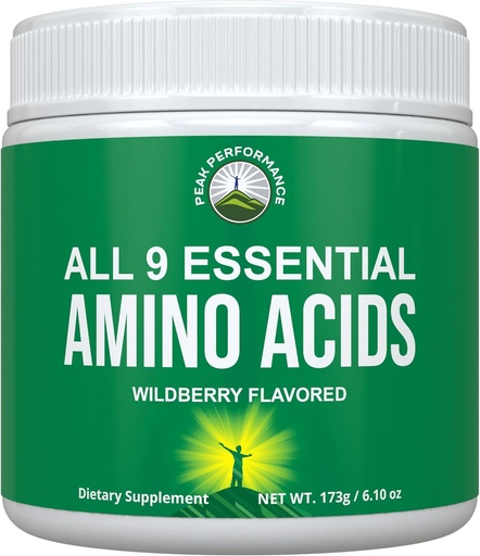 [BRSRMCYYO54BQCY2] All 9 Essential Amino Acids Powder with 26 Clinical Studies. EAAs 32X Effective vs BCAA/BCAAS Branched Chain Aminos. Pre or Post Workout EAA Supplement. Perfect for Energy, Muscle Growth. Wildberry