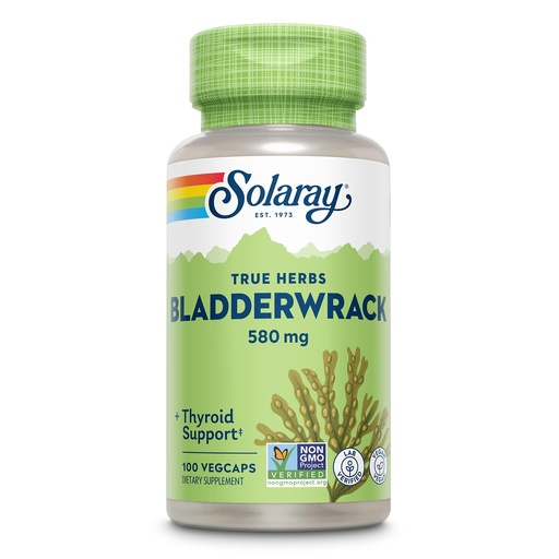 [BRSWIYTYO4GR4YLY] SOLARAY Bladderwrack Capsules 580 mg - Nutrient-Packed Seaweed Supplement, High in Iodine - Balanced Herbal Support - Vegan, Non-GMO, 60-Day Guarantee, Lab Verified - 100 Servings, 100 VegCaps
