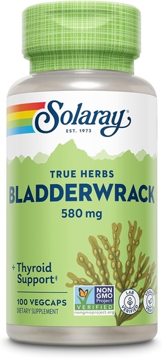 [BRSWIYTYO4GR4YLY] SOLARAY Bladderwrack Capsules 580 mg - Nutrient-Packed Seaweed Supplement, High in Iodine - Balanced Herbal Support - Vegan, Non-GMO, 60-Day Guarantee, Lab Verified - 100 Servings, 100 VegCaps