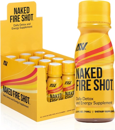 [BRSW2CQ3AQCR6ET5] NAKED nutrition Naked Fire Shot - Natural Energy Shots, Ginger Root, Raw Apple Cider Vinegar, Organic Ginseng & Ashwagandha, Detox, Energy Wellness Shots - 2.5Oz, 12 Pack