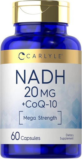 [BRSW2HT4PIHQYHL6] Carlyle NADH CoQ10 Supplement | 20mg | 60 Capsules | Mega Strength | Non-GMO, Gluten Free