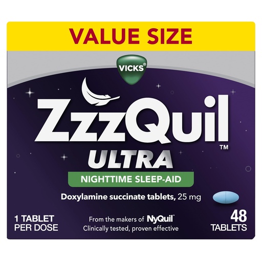[BRSWYC36O4AQOCTF] ZzzQuil ULTRA, Sleep Aid, Doxylamine Succinate 25mg, Sleep Aids for Adults, Nighttime Sleep Aid, 48 Tablets