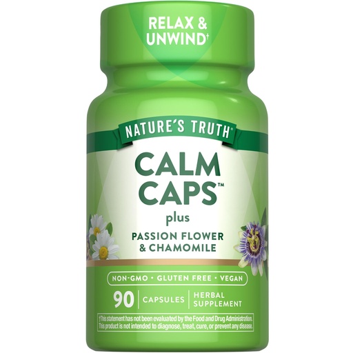[BRSWYZD6AQGQO3I2] Nature's Truth Calm Caps | 90 Capsules | with Passion Flower and Chamomile | Vegan, Non-GMO & Gluten Free Supplement