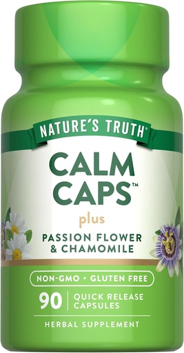 [BRSWYZD6AQGQO3I2] Nature's Truth Calm Caps | 90 Kapseln | mit Passion Blume und Kamille | Non-GMO, Gluten kostenlose Ergänzung