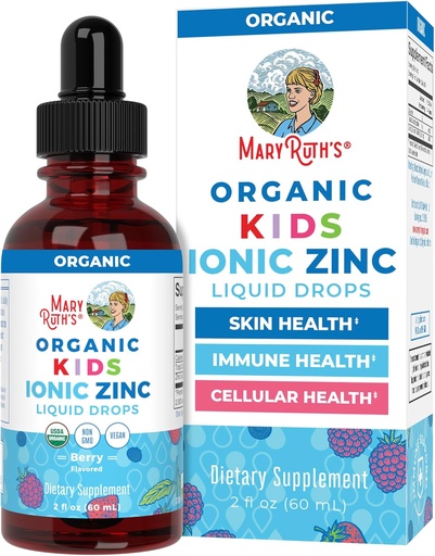 [BRSWYBQLDIOWE3DB] MaryRuth Organics Zinok doplnok pre imunitnú podporu, Immune Support Supplement for Kids, Ages 4-13, Zinok Sulfát, Vegan, USDA Organic, Glycerin Based, 2 Fl Oz