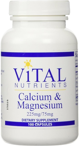 [BRSWIYAIC4AR62LA] Vital Nutrients Calcium Magnesium Vitamins, 225mg/75mg, 100 Count
