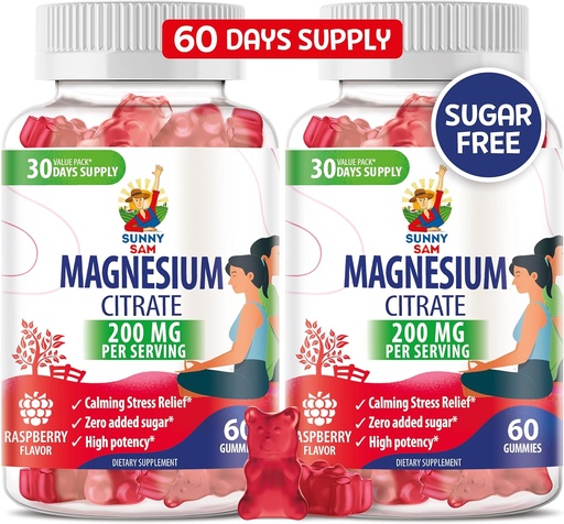 [BRSROAL7C4JWCCT3] Magnesium Gummies for Kids & Adults - 200mg - Kalm Magnesium Kauwen - Magnesium Citraat Kauwbare Supplement voor Mood & Muscle Support