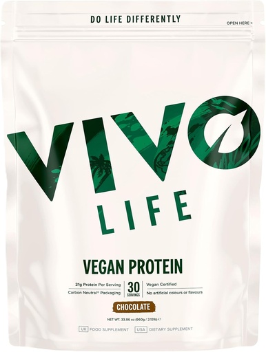 [BRSW2FAQOVYGOAA3] VIVO Vegan Protein Powder - 0.7 oz of Plant-Based Protein per Scoop, 30 Servings (33.8 oz) (Dark Chocolate)
