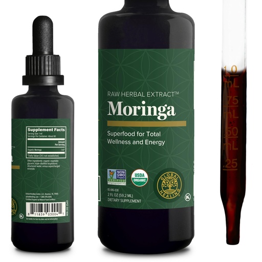 [BRSWGAD3OYPQO2Y2] Global Healing Center - Organic Moringa Oleifera Extract Liquid Drops, Moringa Supplement-Vegan from Tree Leaves-Max Absorption of Vitamins and Minerals- More Potency Than Powder Form (2 Fl Oz)