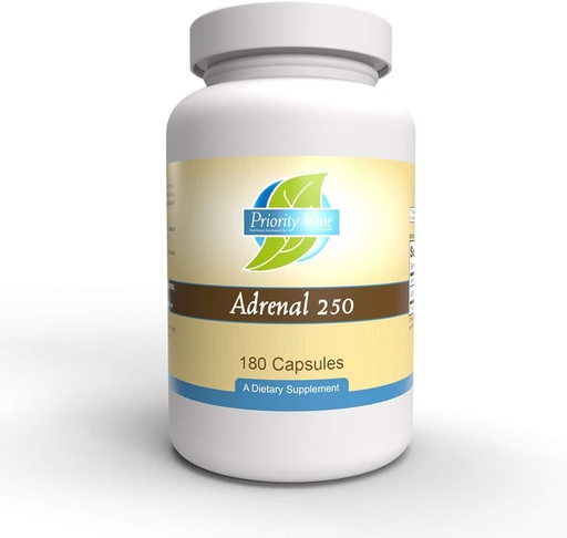 [BRSWGZQCCMNGGF33] Priority One Vitamins Adrenal 250mg 180 Capsules Adrenal Support