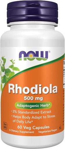 [BRSWIZYZOMOGGDLU] NOW FOODS Rhodiola 500MG 3PCT Extract60 VCAP, 60 CT