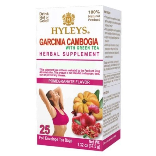 [BRSWKEYEBANBYDY3] HYLEYS Tea Garcinia Cambogia Green Tea with Pomegranate Flavor - 25 Tea Bags