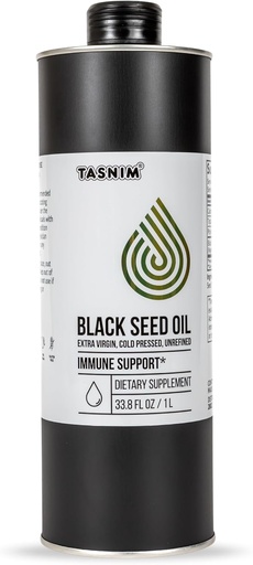[BRSRAYL4CAAR4GT2] Tasnim Black Seed Oil (35.27 fl oz) | Cold Pressed for Immune Support (21% Thymoquinone) | Skin & Hair