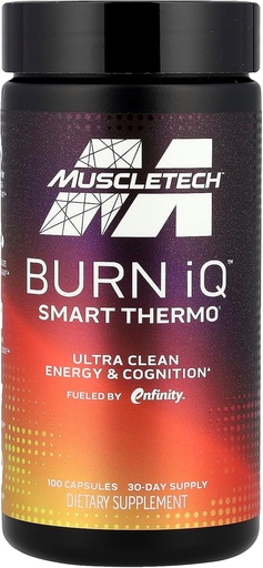 [BRSRMFL7OFYWEDTH] MuscleTech Burn iQ Smart Thermo Supplement Fueled with Paraxanthine Enhanced Energy & Cognition for Men and Women 100 Count