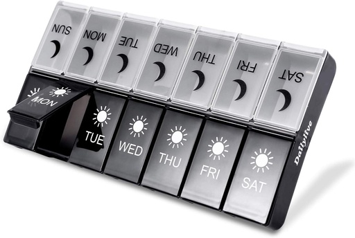 [BRSWYFITDIFBOH3U] Cotygodniowy Pill Organizer 2 razy dziennie, Pill Box Duża pojemność do tabletek / Witamina / Olej rybny / Suplementy Medicine Organizer Double Protection, Pill Case Przenośne Podróże. (Dailylive)