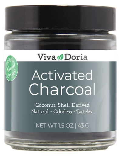 [BRSWKH36OEGRA23L] Viva Doria Virgin Activated Charcoal Powder, Coconut Shell Derived, Food Grade, 1.5 Oz Glass Jar