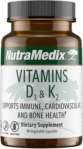 [BRSWYZD7ORYBSFD3] NutraMedix Vitamin D3 and K2 Immune Support Supplement for Women & Men - Help Support Heart Health - Can Assist with Calcium Metabolism (90 Capsules)