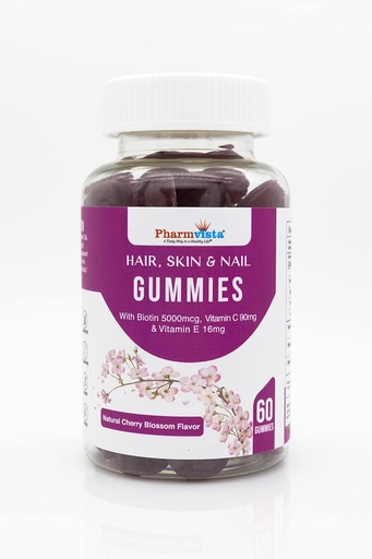 [BRSW2HT6AUIBUFA2] Hair Skin & Nail Vitamin Gummies with Biotin Vitamin C and E -Vegan Gluten Free & Non-GMO Ingredients -60 Count