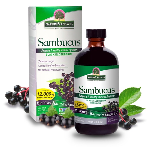 [BRSWIYYMOMIRKH3O] Nature's Answer Sambucus Elder Berry Extract Syrup 8 Ounce ( 3 Pack ) | Daily Immune Support | Packed with Antioxidants | Family Friendly | Flue Season Defender