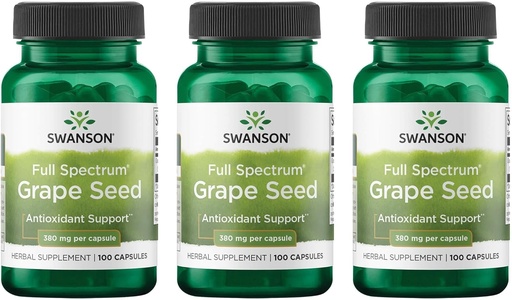 [BRSWGFD3CIIR623X] Swanson Grape Seed Heart Antioxidant Free Radicals Healthy Blood Pressure Support Polyphenols OPCS Herbal Supplement 380 mg 100 Capsules (3 Pack)