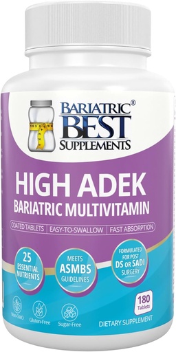 [BRSWGC34CN7A4ELK] High A D E K Bariat Multivitamin per Post DS/SAD Surgery, 25 Essencial Nutrients per Post- Wight Loss Surgery, 180 Taulas, Es troba com a guia deMBS per a Bariarics Per