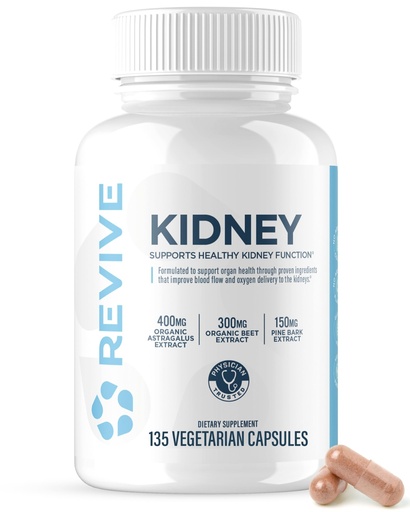 [BRSWGBAKAQNAAHTJ] Revive MD Kidney Support Supplement for Men & Women – Kidney Cleanse & Detox Capsules for Overall Health & Function (135 Vegetarian Capsules)
